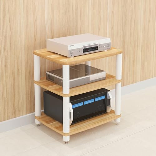 YVZYLXH HiFi Rack Router Schrank schallplatten Regal Plattenspieler Regal mit leisem Fußpolster,Hochwertiger Audio-Video-Medienständer Für Stereokomponenten,für Zuhause/Büro/Kino(Wit,60x48x64cm)