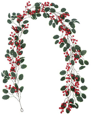 Hängepflanze Künstlich Christmas Simulation Berry Festival Atmosphere Decoration Simulation Christmas Rattan Home Decoration Christmas Red Fruit Potpourri (Green, One Size)