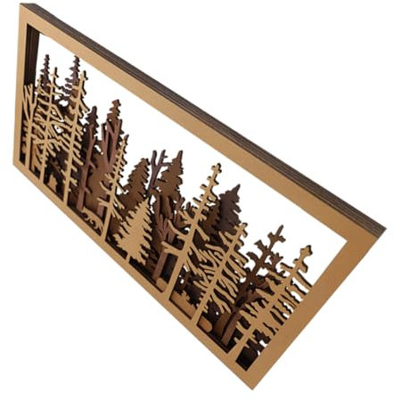 Cabilock Holzrahmen Waldszene Deko Kunstwerk Detailreiche Wanddekoration Aus Holz Für Wohnzimmer Schlafzimmer Und Garten Kunstvoll Geschnitzt Perfektes Für Naturliebhaber