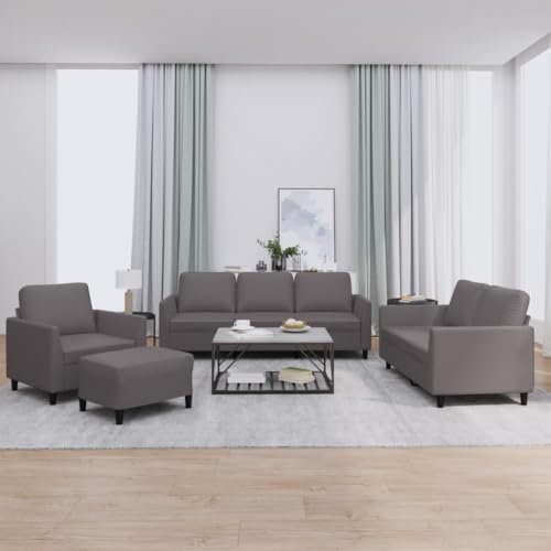 Xichuzi 4-TLG. Sofagarnitur mit Kissen Grau Kunstleder, Loungesofa, Sofas & Couches, Relaxsofa, Couch für Wohnzimmer, 3201747