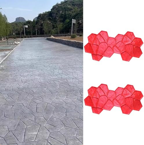 Beton Stempel Matten 2 Stück Betonstempel-Texturmatten, Bodenform aus Steinfliesen für Den Außenbereich, DIY-Bodenwerkzeuge, Nahtloser Betonstempel mit Schiefermuster
