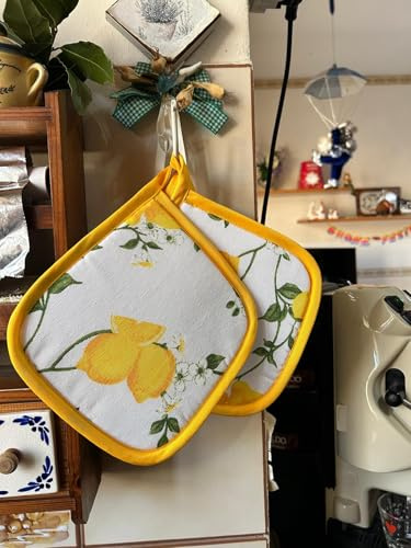 Presina da Cucina Napoli Limoni in Cotone Made in Italy 2 pezzi (Colore 1)