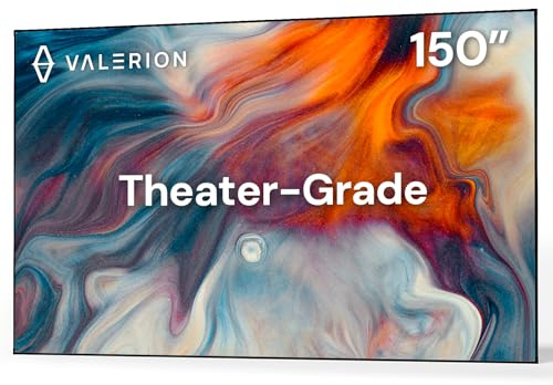 Valerion 150-inch Fixed Frame Projector Screen, 1.3 dB Gain, 80% PQE, 4K/8K Ultra HD, 3D Wall Mount Projector Screen, Works with Long Throw, Short Throw & Ultra Short Throw Projectors
