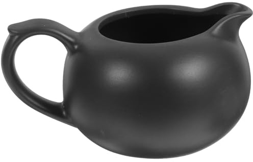 Homoyoyo Keramik Sauciere Schwarz - 500ml Milchkanne Mit Griff - Eleganter Saucenkrug Für Kaffee Latte Und Desserts Ideal Für Die Küche Stilvolles Servieren Von Soßen Und Sahne