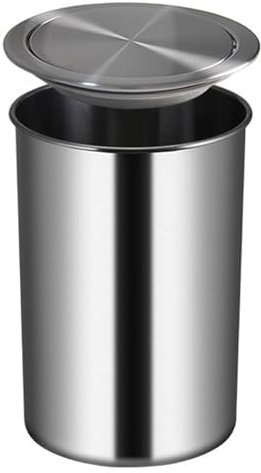 JSDQQG 304 Edelstahl Küchenschrank-Arbeitsplatten-Einbauabfalleimer Mülleimer,Gewerbliche Hängende Runde Abfalltonnenbehälter Küchen Mülleimer Einbau,Silver 12l