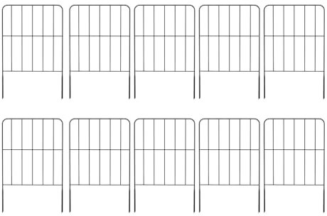 Zierzaun - Metallzaun rostfrei, tierabwehr Barriere, dekorativer Gartenrand | 10er Set strapazierfähige Zaunelemente mit Beschichtung, wetterfeste Garteneinfassung für Gartenwege, Beete