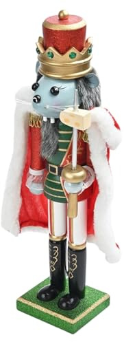Uqezagpa Figurine en bois Casse-noisette Roi souris 38 cm Décoration de table de Noël Étagères Décoration Festival Figurine Marionnette