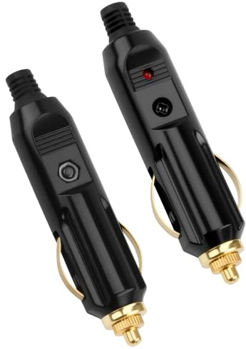 2 Pièces Prises Mâles pour Allume-cigares 12V/24V USB Adaptateur Male avec Fusibles 20A et Voyant Led Connecteur Universel en Bakélite pour Voiture, Pompe à Air, Bateau, Moto, Accessoires Auto