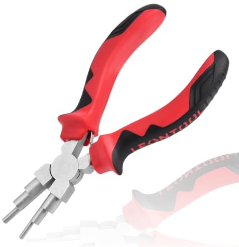 LEONTOOL 6 in 1 Bail Making Pliers 3mm to 10mm Wire Looping and Bending Pliers Wire Wrapping Tools for Jewelry Making, 6 Step Looper Plier Round Nose Plier for Bending Loops, Hooks, Jump Rings