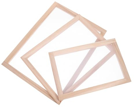 HOMSFOU 3 Stück Teiliges Papier-schöpfrahmen Robustem Paulownia-Holz mit Feinem Netz Vielseitig für DIY-papierherstellung Gepresste Blumen und Trockenblumen-Handwerk Leichte Holzrahmen