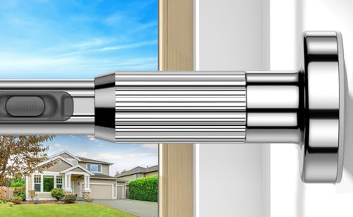 AIZESI Gardinenstange ohne Bohren 100-222cm Silber Ø32mm Teleskopstange | Verstellbare Klemmstange mit Federzug, kein Verrutschen. Ideal für Gardinen, Trennwand, Balkon & Duschvorhang