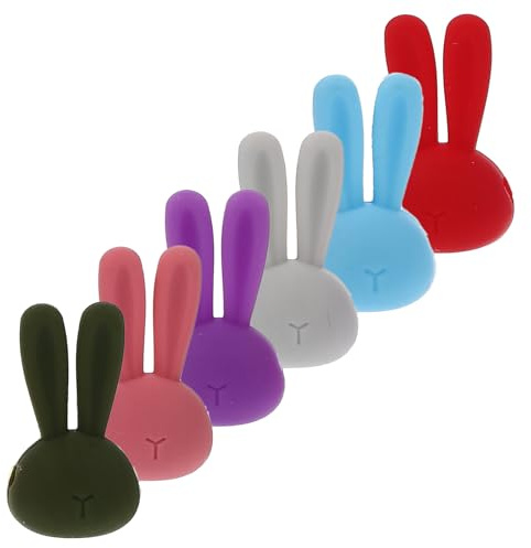 VICASKY Marqueurs de Tasses de Dessin Animé Lapin 6 Pièces en Silicone Réutilisables et Portables pour Verres à Vin Lors de Soirées Festives