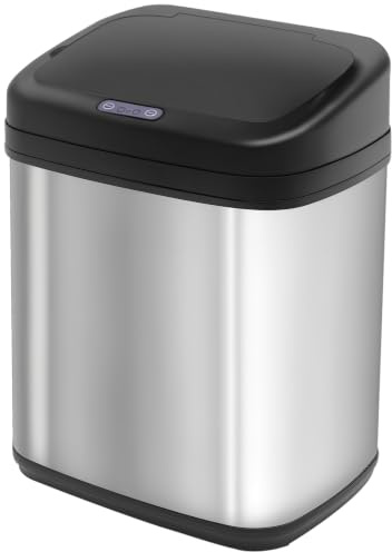 HOMCOM Sensor papperskorg 20 l rostfritt stål automatisk papperskorg med rörelsesensor, papperskorg med inre hink sopbehållare för kontor, sovrum, kök silver + svart
