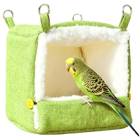 Fågelsäng För Bur 5 Värmenivåer Varm Stuga | Vinteruppvärmd Plyschfågelbo För Conure Lovebirds Hamster Cockatoo Finch Balkong TrädInomhus Utomhus