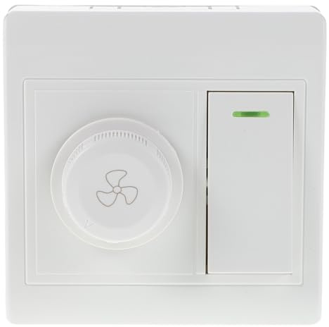DIYEAH Interrupteur Variateur Mural pour Ventilateur de Plafond Contrôle Indépendant Lumière et Ventilateur, Plastique Blanc, Réglage Précis, pour Salon et Bureau