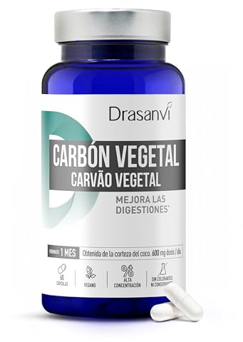 Carbon Vegetal Activado Drasanvi de Corteza de Coco en 60 Caps Natural