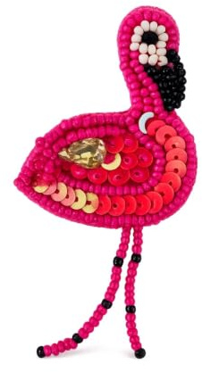 Flamingo Brosche, Brosche mit Perlen und Pailetten