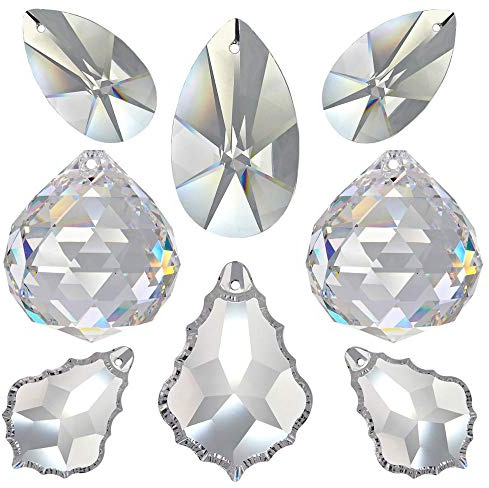 8tlg. Feng Shui Regenbogenkristall Set 38-50mm Crystal 30% PbO ~ Suncatcher