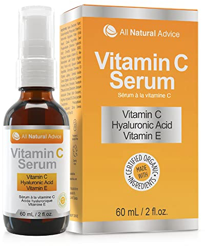 All Natural Advice Vitamin C Serum For Face with Hyaluronic Acid & Vitamin E – Facial Serum - Organic Face Care -Proud Canadian Company (60ml / 2oz)