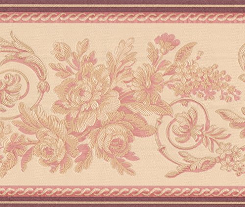 Abstrakte Tapete Rot Creme Vines Tapete, Retro-Blumenmuster, Rolle 15 x 15,2 cm
