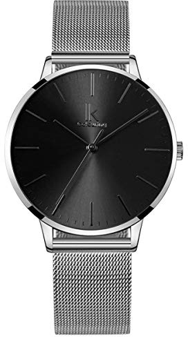 Alienwork IK Minimalist Armbanduhr Damen Ultra-flach Mesh-Armband