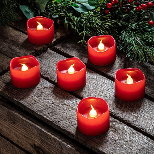 Lights4fun Lot de 6 Bougies Votives en Cire Rouge à Piles
