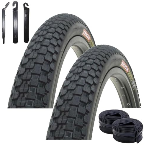 2 x Kenda K-905 BMX Fahrradreifen 58-406 (20 x 2.35) Schwarz + 2 x passende Schläuche AV inkl. Reifenheber