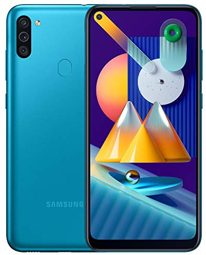 Samsung Galaxy M11 Android Smartphone ohne Vertrag, Triple-Kamera, 6,4 Zoll HD+ Infinity-O Display, großer 5.000 mAh Akku, 32 GB/3GB, Handy in Blau, deutsche Version exklusiv bei Amazon