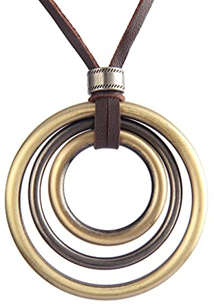 GelConnie Leather Cord Necklace Chain Multilayer Pendant Necklaces Vintage Jewelry Fashion Long Sweater Necklace for Woman Man