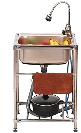 NWB Fregadero De Cocina De Acero Inoxidable, 19 x 14, Fregadero De Pie para Servicios Públicos Fregadero Comercial De Acero Inoxidable para Exterior, Interior, Garaje, Cocina, Lavadero