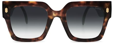 SOJOS Lunettes de soleil carrées oversize vintage pour femmes, rétro, luxe, grosses lunettes de soleil UV400 protection SJ2194 Leopards