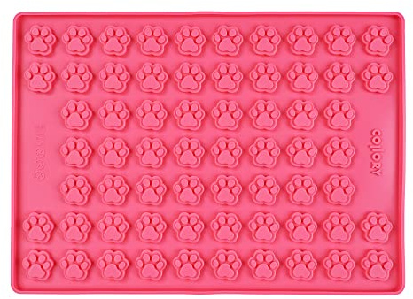 Collory Alfombrilla de silicona con forma de patas medianas (3 cm), diseño de huellas de perros, molde para galletas y golosinas para perros, molde para huesos, forma de bombones, molde de chocolate,