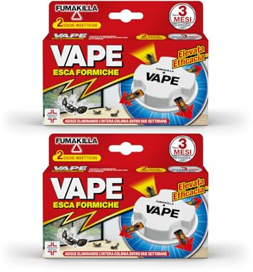 Insetticida Vape Antiformiche - 2 Confezioni da 2 Esche Per Uso In Spazi Interni e Esterni