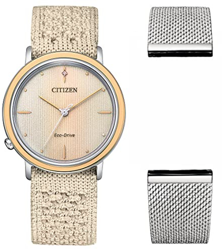 Citizen Damen Analog Eco-Drive Armbanduhr mit Stoffband L Ambiluna Collection