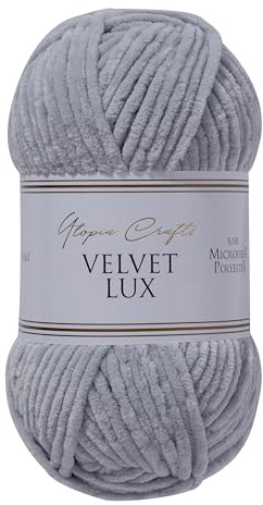 Utopia Crafts Velvet Lux Chenille Yarn 100g (Grey)