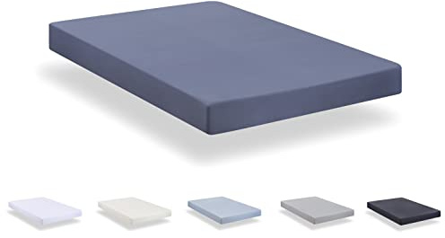 Spannbettlaken aus gebürsteter Mikrofaser, extra weich, für Betten 90 x 190/200 cm, Blau Grau Áceo