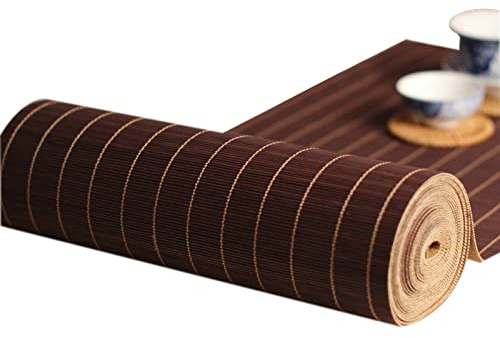DOZRAN Tischläufer Braune Aus Bambus Gewebte Teetassenmatten, Breit 30cm 35cm 40cm 45cm, Hitzebeständige Aufrollbare Kaffeematte für Teehaus-/ Foyertisch (Size : 45x100cm/17.7x39.4in)