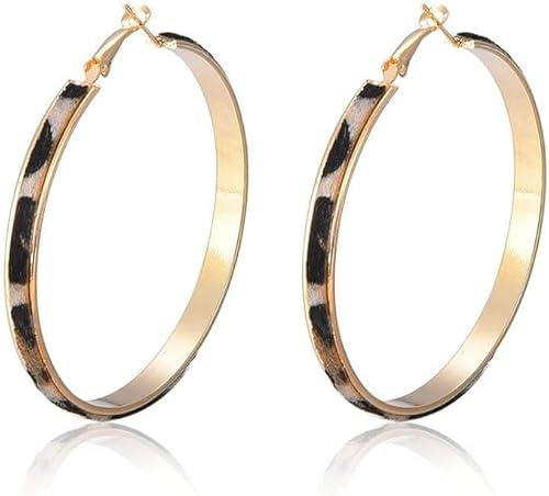 fdsmall Böhmen-Ohrringe: Leopard-Leder-Acryl-Geometrie-Kreis-Tropfen für Damen und Mädchen - Sexy Sommer-Mode-Hoop-Schmuck (01)