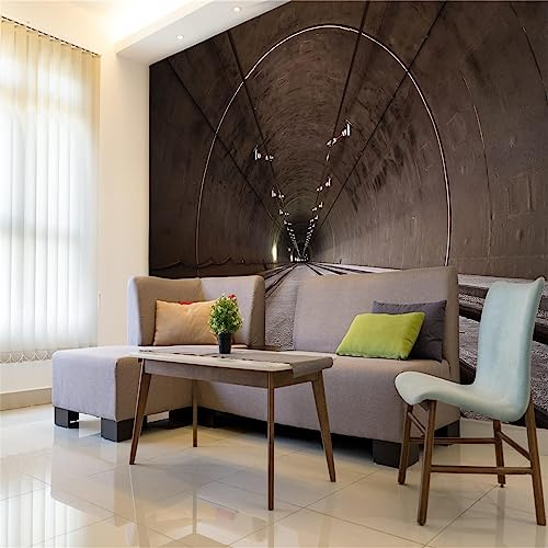 Underground Tunnel Wall Mural, Spatial Extension Removable Non-Woven Wallpaper, Modern Large Sticker Foil Wall Decor for Hotels Living Room TV Background Wall,151W x 105H