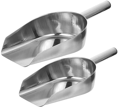 Luxshiny 2Pcs Stainless Steel Grain Dog Food Scoop, Stainless Steel Food Scoops, Multipurpose Ice Cube for Kitchen, Ice, Flour, Sugar, Candy, Nuts - Perfect for Bar, Restaurant & Party Use