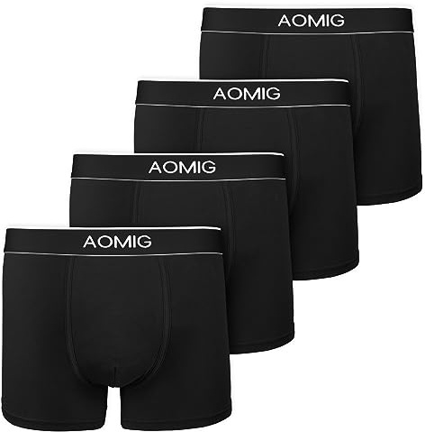 Aomig Boxer Homme Calecon Shorty, 4/6PCS Caleçon Homme Ceinture Élastique | Classique Couleurs 95% Coton sous-vêtement Trunk Caleçons Respirants et Doux pour Homme à Porter au Quotidien