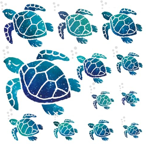 RTRTGS 12 Pezzi Adesivi Bagno Decorativi, Adesivi Murali Bagno, Decorazioni Bagno in Vinile con Tartaruga Marina, Decalcomania Tartaruga per Bagno, Camera da Letto, Soggiorno, WC, Asilo