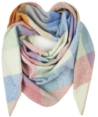 Glamexx24 Damenschal Damenhalstuch Herrenhalstuch Mehrfarbig mit Muster Winterschal sehr warm und weich XXL Schal für viele Angelegenheiten dreieckige Form