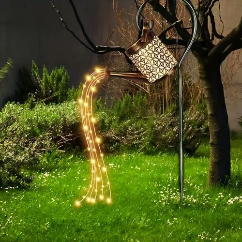 Solar Watering Can Lights Outdoor, Retro Metal Fairy Lights With Bracket for Yard Patio Pathway Lamp Decorations, Garden Plant Ornaments Solar Powered Waterproof