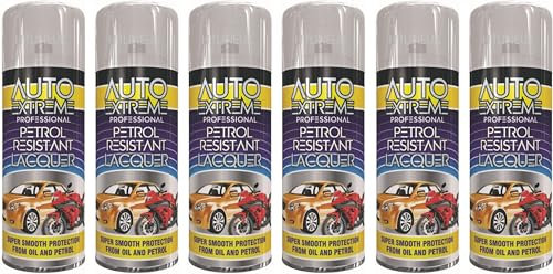 HitlineUK 6 x 400ml CLEAR LACQUER SPRAY, Gloss Spray Finish Petrol Resistant Smooth protection from Oil and Petrol