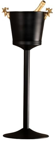 Ice Bucket, Champagne Bucket with Stand, Ice Bucket with Stand Stainless Steel Bucket Wine Chiller On Stand Tall Ice Bucket Stand for Party Bar KTV BBQ Home (Grey : Black Gold)