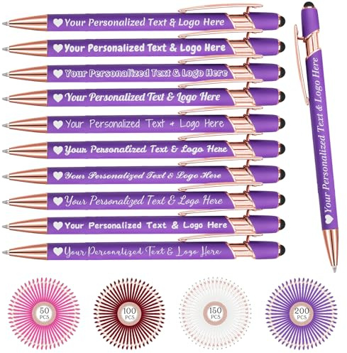Boligrafos Personalizados 10 Bolis Personalizadas con Nombre Personalizado Regalo Grabado para Testigo Boda Comunion Profesores Empresa Ebogado, Violeta