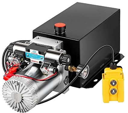 AUBEST 6 10 12 15 Quart Car Jack Pompa idraulica A Doppio Effetto unità di Potenza Serbatoio Olio in Acciaio Discarica Rimorchio Gru Camion Motore di Sollevamento for Auto(Size:10 Quart)