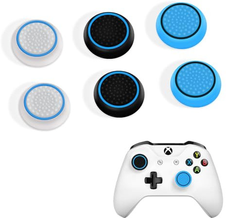 DLseego Thumbstick Grip Caps for Xbox PS4 PS5 Controller,6PCS Silicone Thumb Stick Grip Cover Dots Studded Design Joystick Controller,Blue