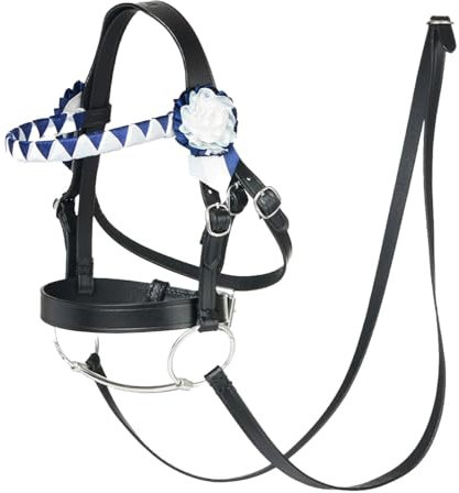 LeMieux Hobby Horse Showing Trensenzaum - passend für Hobbypferde - Leder mit funktionalen Schnallen - Show Stirnband - schwarz